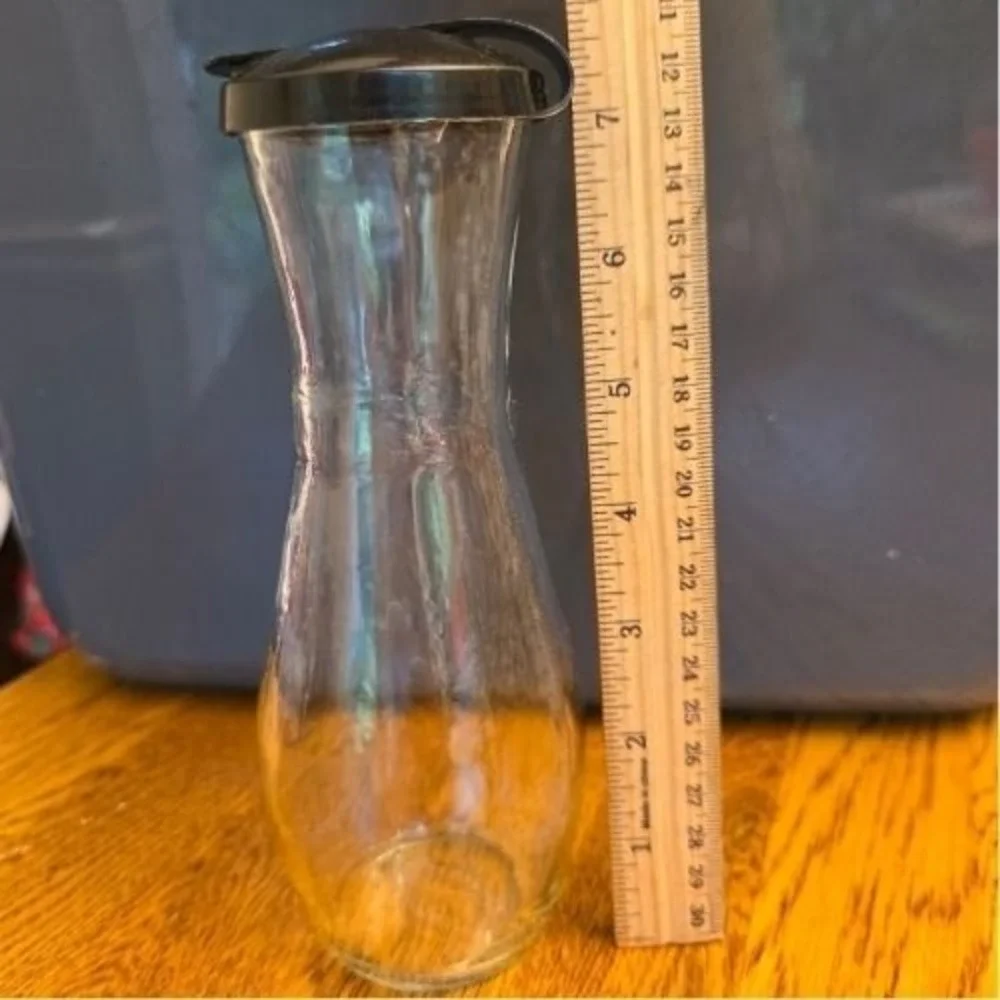 Good Seasons Glass Homemade Salad Dressing Shaker Cruet Black Flip Top Bottle